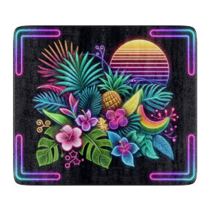Tabla De Cortar Tropical neón colorido/hawaiano