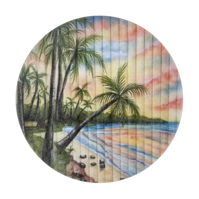 TABLA DE CORTAR TROPICAL PALM TREES BEACH BLINDS (Anverso)