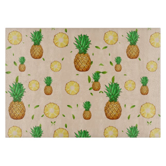 Tabla De Cortar TROPICAL SUMMER FRUIT Pineapple patrón (Anverso)
