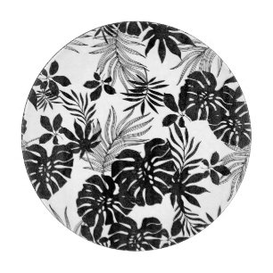 Tabla De Cortar Tropicales blancos y negros: Naturaleza silueta