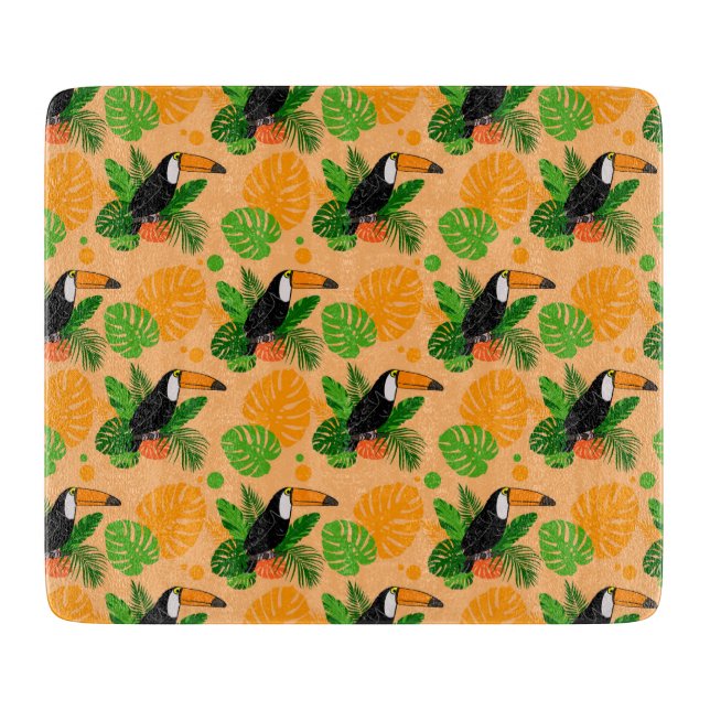 Tabla De Cortar Trópico Toucan Bird Seamless Pattern (Anverso)