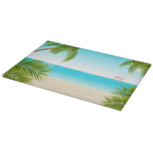 Tabla De Cortar Ttropical Beach Background Glass Cutting Board