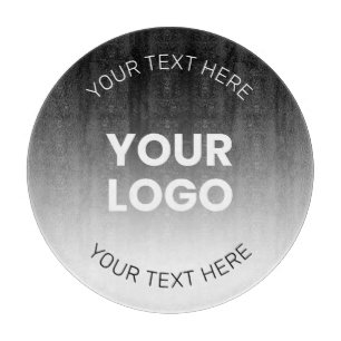 Tabla De Cortar Tu Logo Gradiente Negro y Blanco Editable Modern