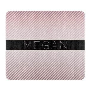 Tabla De Cortar Tu nombre   Delgado Rosa Ombre y franjas blancas