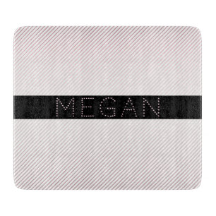 Tabla De Cortar Tu nombre   Rayas de ormbre Rosa delgadas y sublte