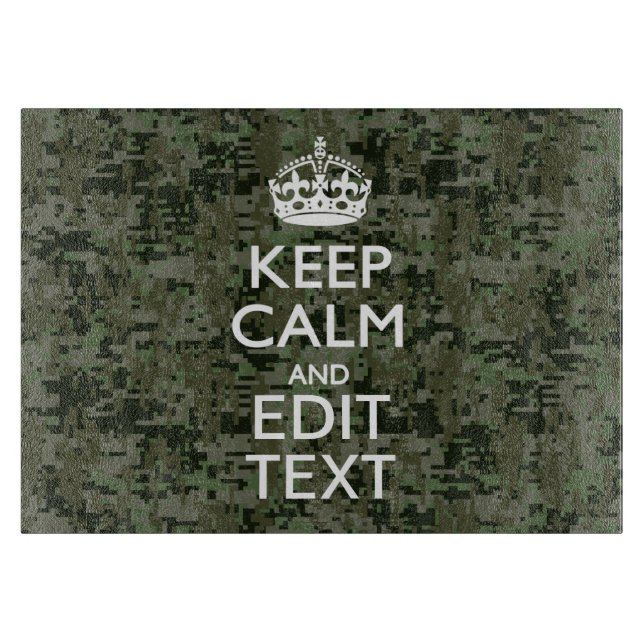 Tabla De Cortar Tu texto Camuflaje Digital Olive Green Keep Calm (Anverso)
