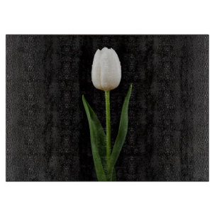 Tabla De Cortar Tulipán Blanco Perla tablero de vidrio Black 4 Lux