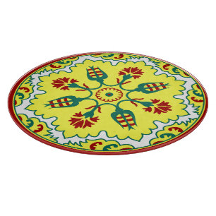 Tabla De Cortar Tulipán Turco Otomano Verde Amarillo Rojo Oriental