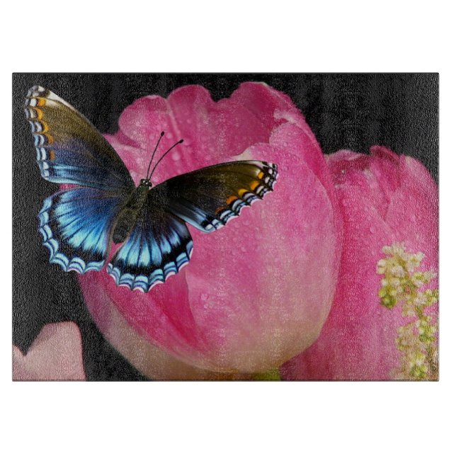 Tabla De Cortar Tulipanes y mariposa (Anverso)