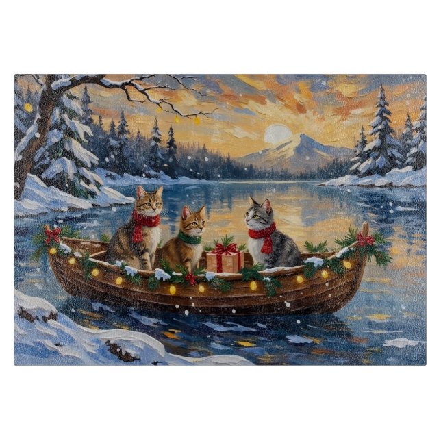 Tabla De Cortar Turkish Angora Cat Christmas Boat Holiday (Anverso)