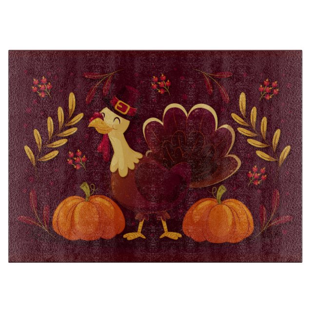 Tabla De Cortar Turquía y calabazas (Anverso)