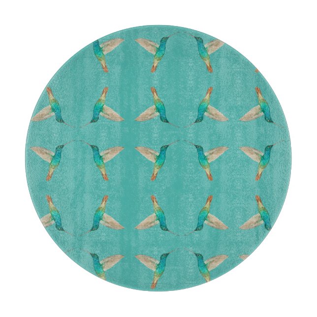 Tabla De Cortar Turquoise Hummingbirds (Anverso)