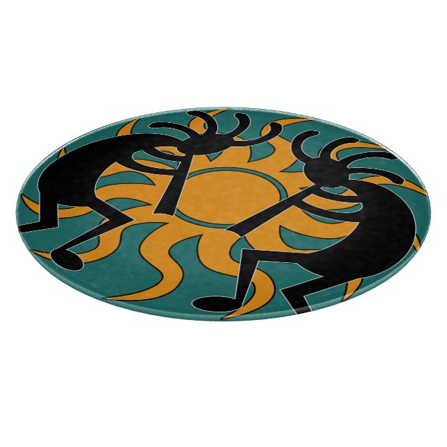 Tabla De Cortar Turquoise Tribal Sun Kokopelli Southwest (Borde)