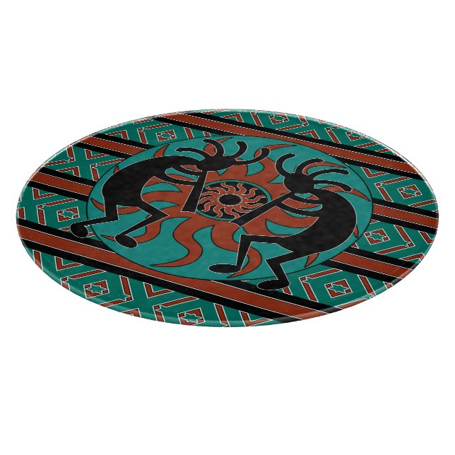 Tabla De Cortar Turquoise Tribal Sun Kokopelli Southwest (Borde)