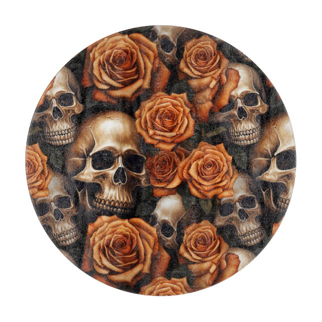 Tabla De Cortar Un diseño de la serie Una Calavera y Rosas 9 (Anverso)