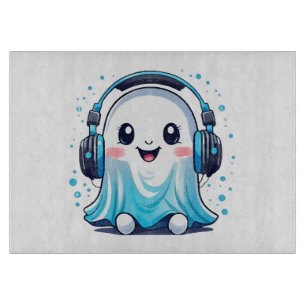 Tabla De Cortar Un fantasma con auriculares encendidos