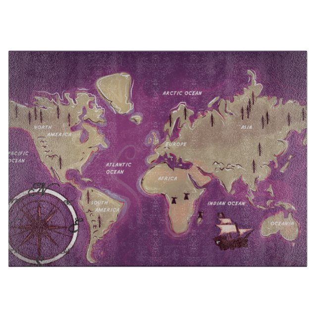 Tabla De Cortar Un mapa del mundo. (Anverso)