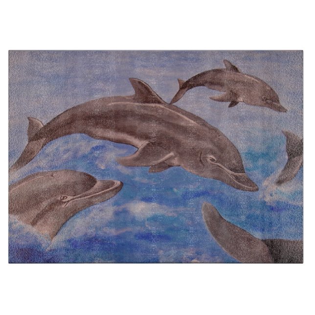 Tabla De Cortar Un pote de delfines juguetones (Anverso)