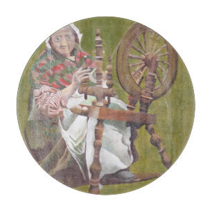 Tabla De Cortar Una Artesana Irlandesa Anciana En Una Rueda De Gir