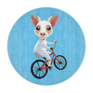 Tabla De Cortar Una cabra blanca en una bicicleta