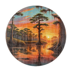 Tabla De Cortar Una hermosa puesta de sol en el Bayou