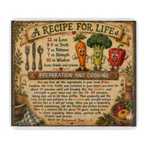Tabla De Cortar Una Receta para la Vida Vidrio Divertido Inspirado