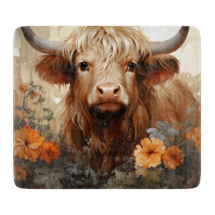 Tabla De Cortar Una serie floral de vacas de las Highlands Diseño