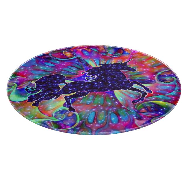 Tabla De Cortar UNICORN DE LOS multicolores UNIVERSOS (Borde)