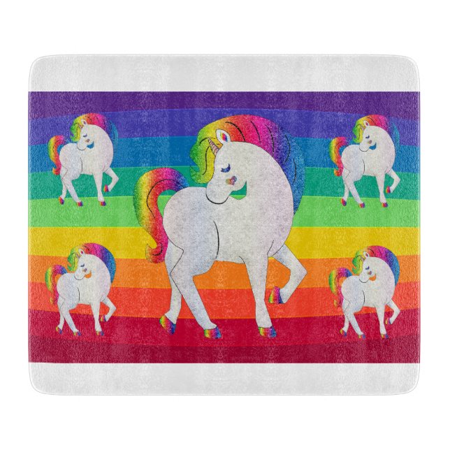 Tabla De Cortar Unicornios Arcoíris  (Anverso)