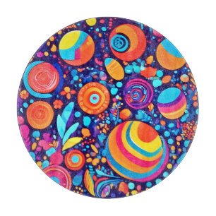 Tabla De Cortar Universo de Burbujas Abstractas Vibrantes
