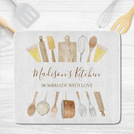 Tabla De Cortar Utensilios de cocina de acuarela personalizados