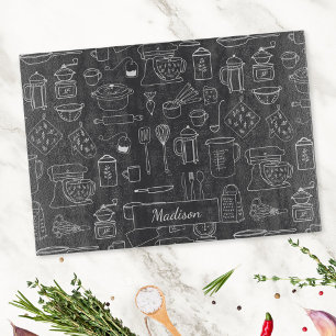 Tabla De Cortar Utensilios de Cocina Modernos Vintage Dibujo Adora