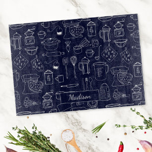 Tabla De Cortar Utensilios modernos de cocina vintage Doodle suave