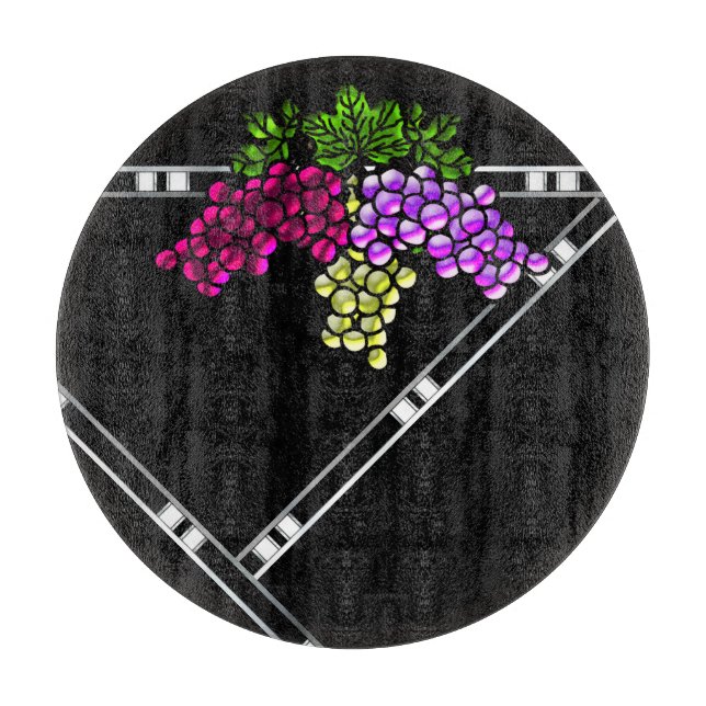 Tabla De Cortar Uvas Art Deco en negro (Anverso)