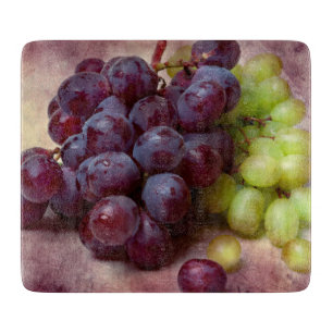 Tabla De Cortar Uvas Rojas Y Verdes