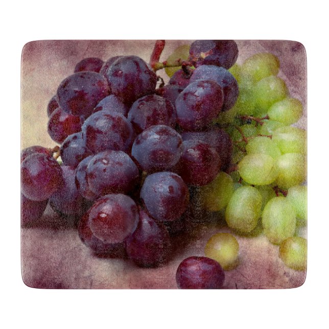 Tabla De Cortar Uvas Rojas Y Verdes (Anverso)