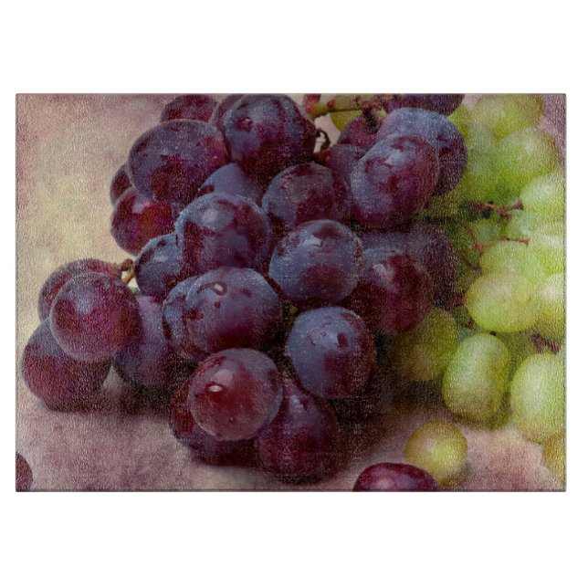 Tabla De Cortar Uvas Rojas Y Verdes (Anverso)