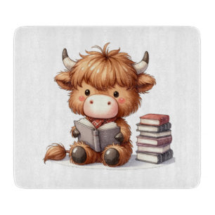 Tabla De Cortar Vaca de las Tierras Altas leyendo libros