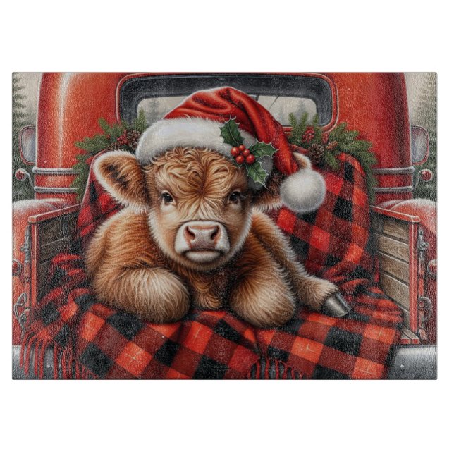 Tabla De Cortar Vaca Highland navidades (Anverso)