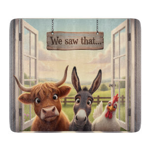 Tabla De Cortar vaca y burro peek-a-boo de las tierras altas