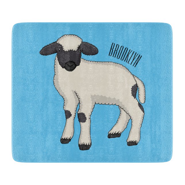 Tabla De Cortar Valais Blacknose sheep cartoon illustration (Anverso)