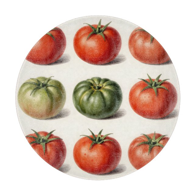 Tabla De Cortar Variedad de Tomate Antiguo Botánico Grid  (Anverso)