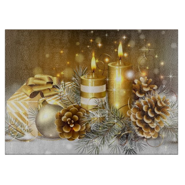 Tabla De Cortar Velas, conos de pino, adornos y regalos (Anverso)