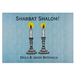 Tabla De Cortar Velas de Shabbat Shalom Vidrio