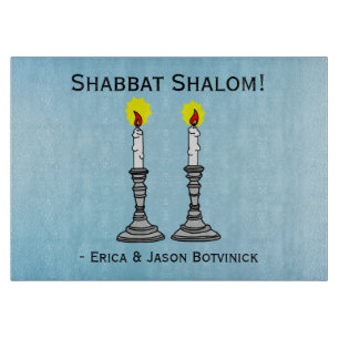 Tabla De Cortar Velas de Shabbat Shalom Vidrio