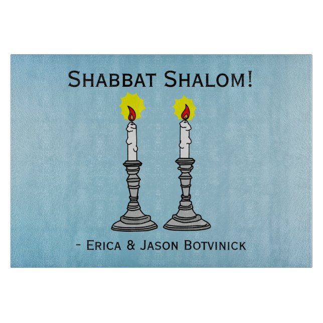 Tabla De Cortar Velas de Shabbat Shalom Vidrio (Anverso)