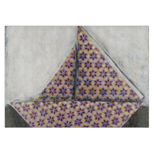 Tabla De Cortar Velero de Origami en el papel del diseño de la