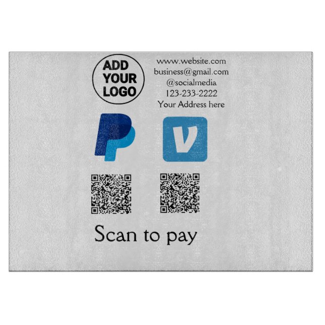 Tabla De Cortar Venmo paypal escanear para pagar agregar código q  (Anverso)