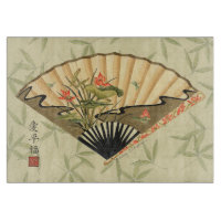 Ventilador de Geisha con hojas e impresión floral