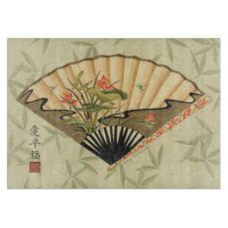 Tabla De Cortar Ventilador de Geisha con hojas e impresión floral